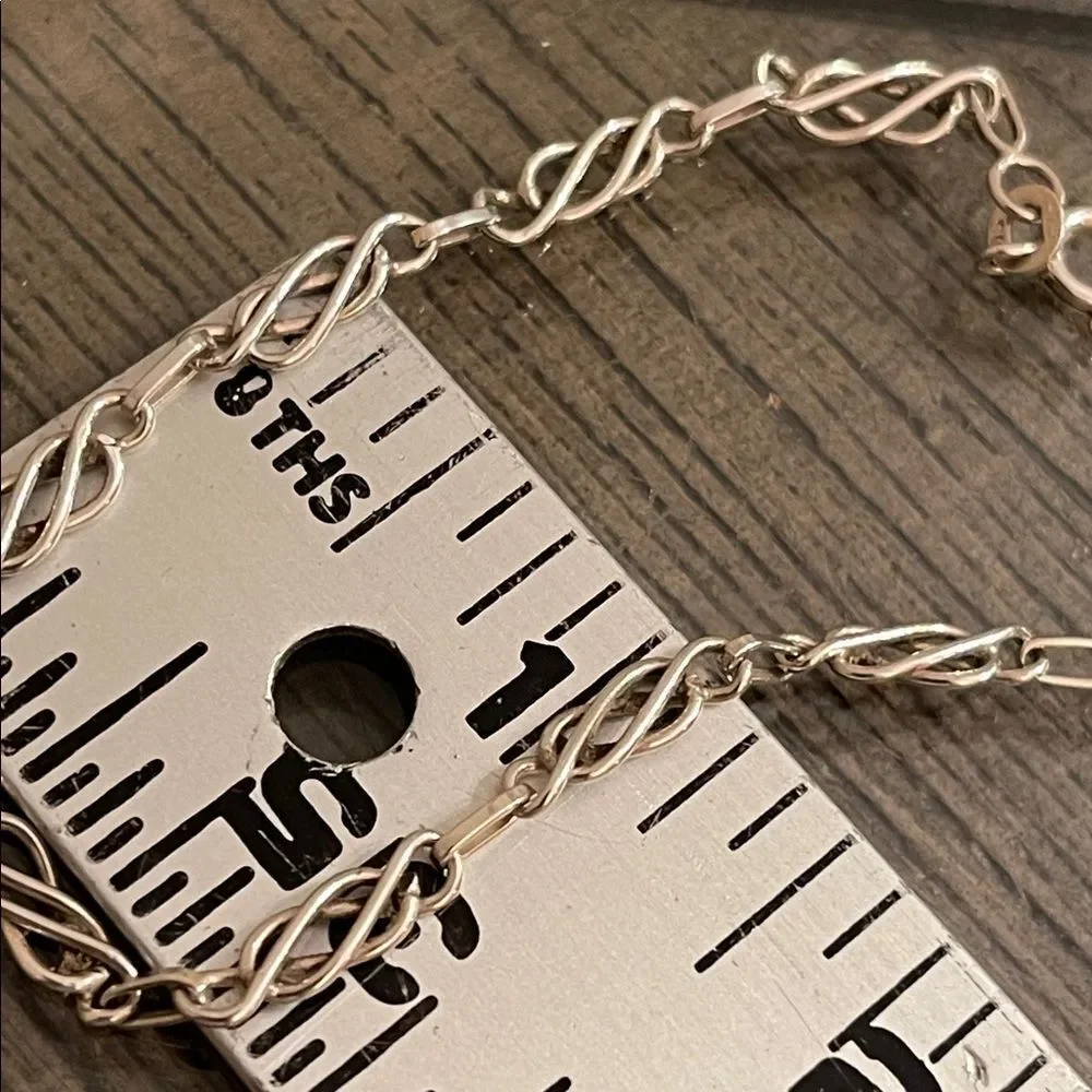 Vintage Style Sterling Silver Celtic Chain Bracelet 7 3/8” approx